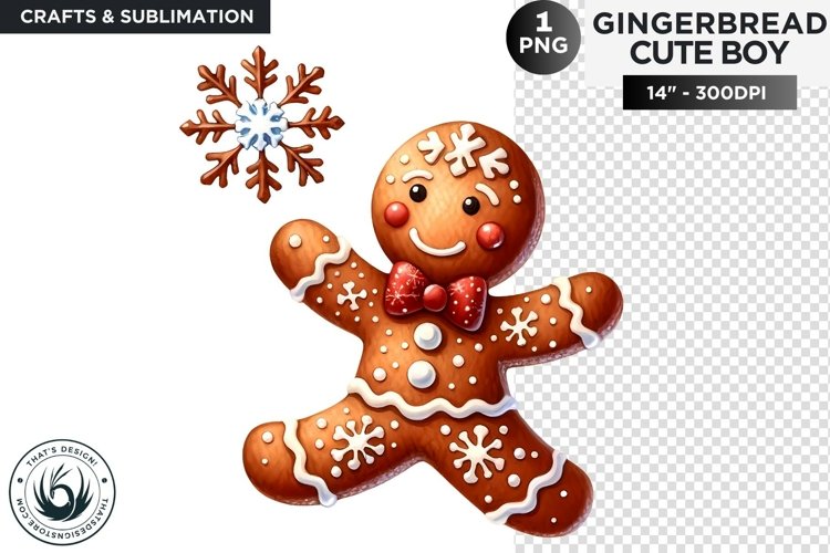 Gingerbread man with snowflake Christmas cookies png clipart example image 1