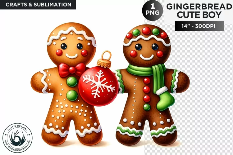 Gingerbread man friends Christmas cookies png clipart
