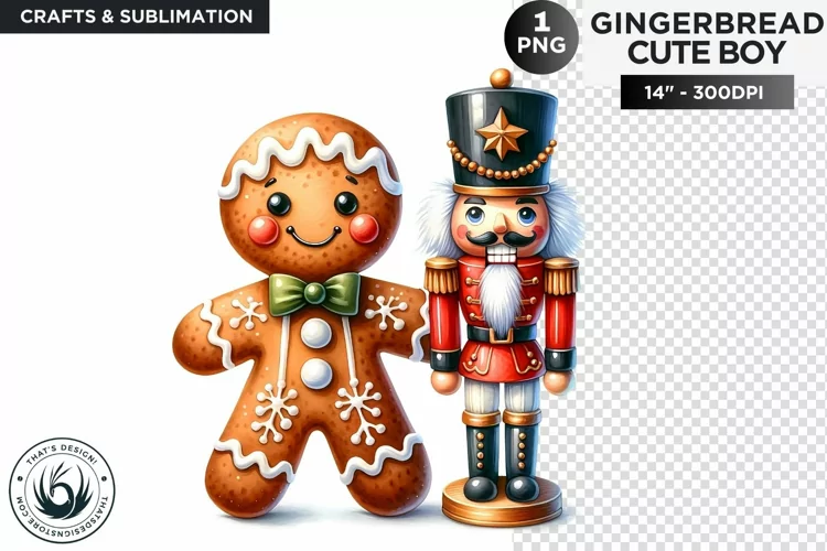 Gingerbread man with Nutcracker Christmas png clipart