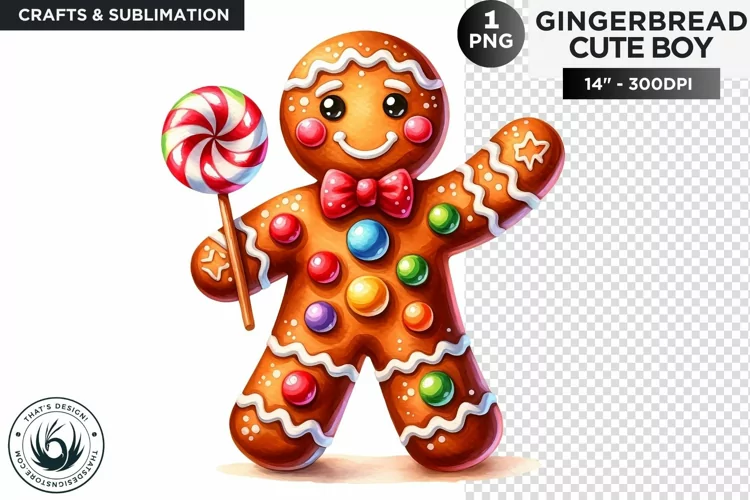 Gingerbread man with sugar cane png clipart sublimation