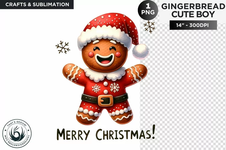 Gingerbread man with santa clothes Christmas png clipart