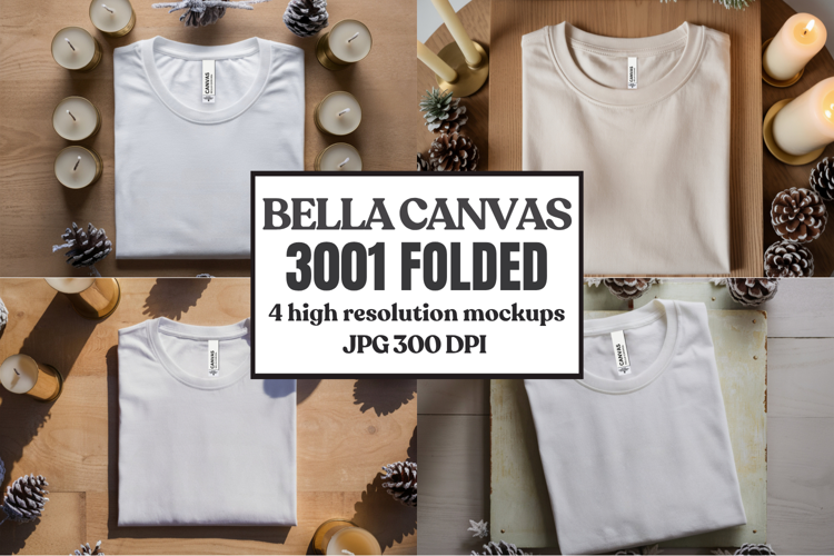 Christmas Bella Canvas 3001 Folded Tshirt Mockup