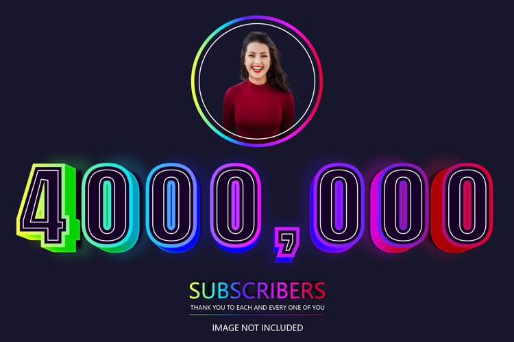 4000000 social followers and subscribers neon text effect