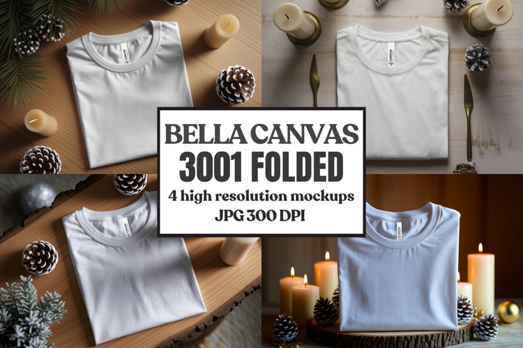 Christmas Bella Canvas 3001 Folded Tshirt Mockup