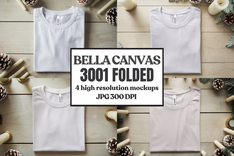 Christmas Bella Canvas 3001 Folded Tshirt Mockup