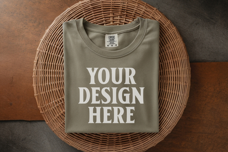 Moss Comfort Colors 1717 Folded Tshirt Mockups