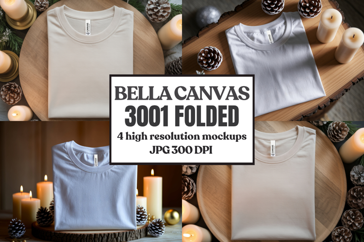 Christmas Bella Canvas 3001 Folded Tshirt Mockup