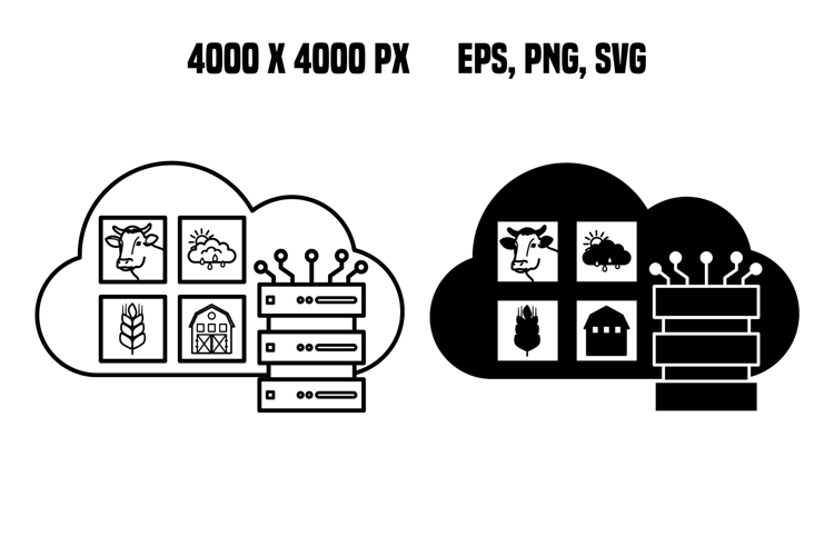 Cloud Farm Data Storage Icons