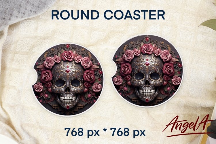 Halloween coaster sublimation / 3d skull flowers