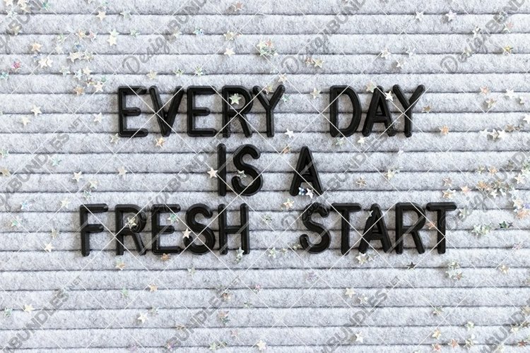 Quote Every day is a fresh start and silver stars example image 1