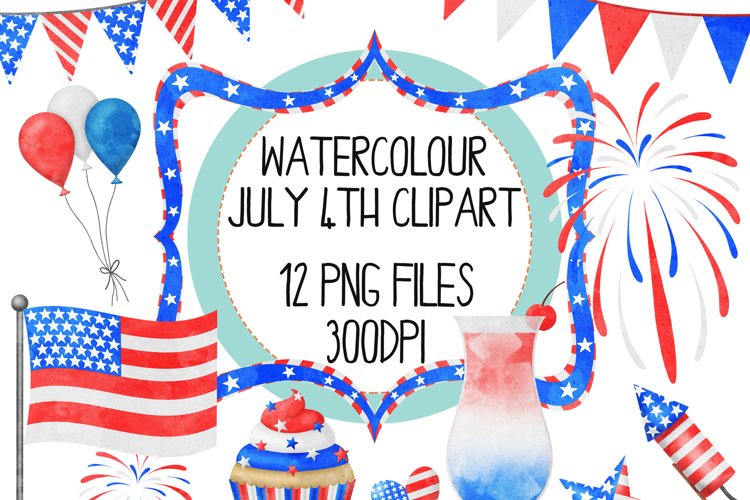Watercolor July 4th Clip Art Set (241400) Clipart