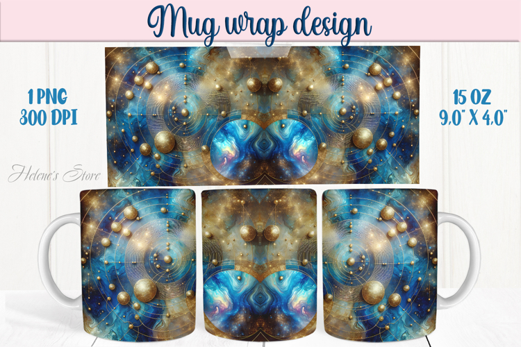 Abstract cosmic sky mug wrap 15 oz sublimation designs png example image 1