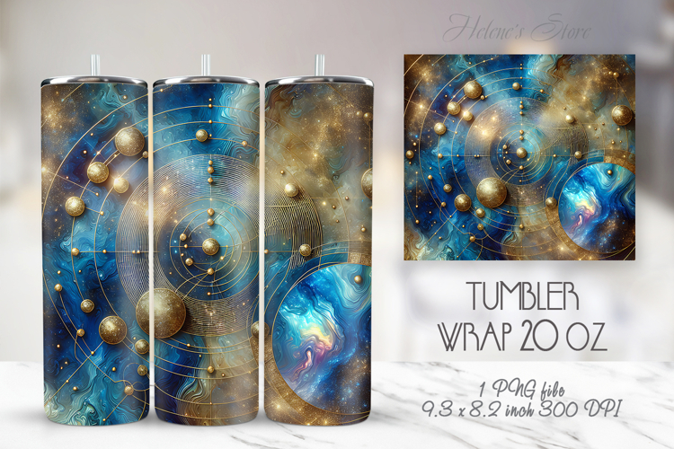 Cosmic night sky tumbler 20oz wrap sublimation design png example image 1