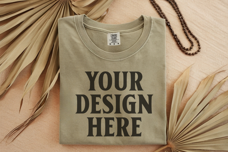 Moss Comfort Colors 1717 Folded Tshirt Mockups