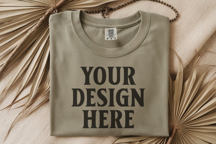 Moss Comfort Colors 1717 Folded Tshirt Mockups