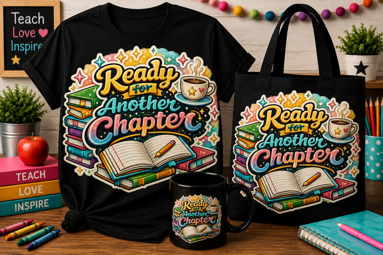 Ready for Another Chapter PNG | Teacher Book Lover Design example image 1
