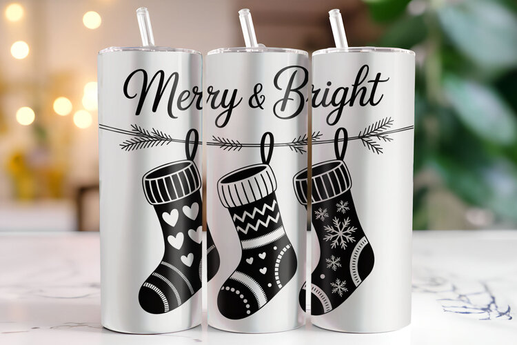Merry & Bright Tumbler Wrap | Christmas Wrap example image 1