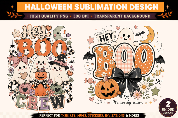 Hey Boo Crew Sublimation PNG | Cute Ghost Halloween PNG