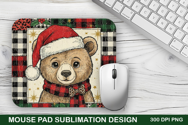 Christmas Bear Mouse Pad Sublimation - Christmas Design