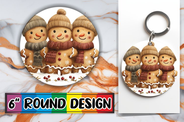 Gingerbread Mug Sublimation Keychain Holiday Wrap