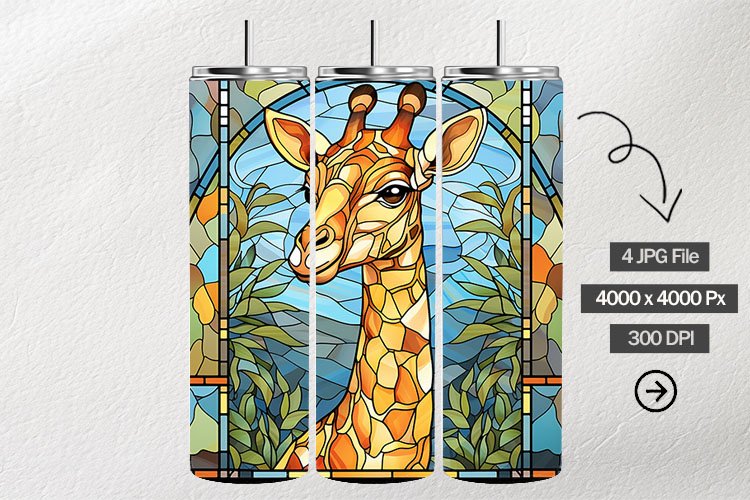 Baby Giraffe Stained Glass Square Coaster - 04 Variations example image 1
