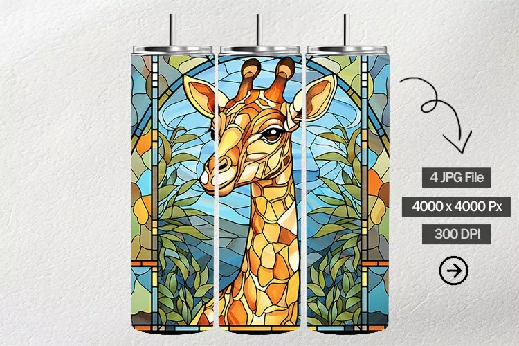Baby Giraffe Stained Glass Square Coaster - 04 Variations