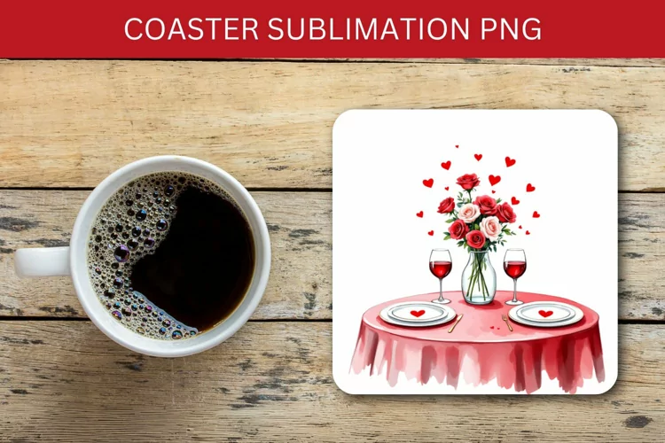 valentine square coaster - romantic dinner