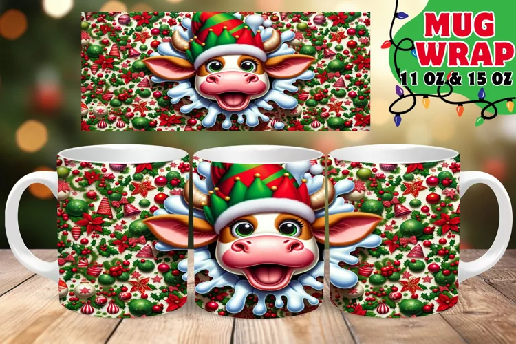 3D Xmas Wall Prank Mug Wrap 11oz Sublime Art