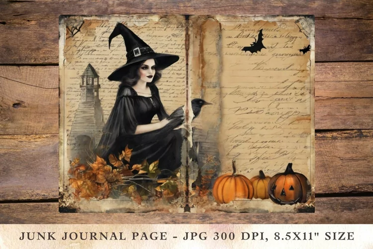 Printable Junk Journal Pages halloween witch pumpkin 2