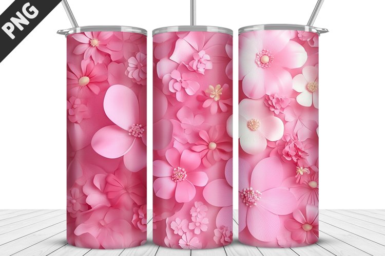 3D Daisy Flowers 20oz Tumbler Wrap | Sublimation Design