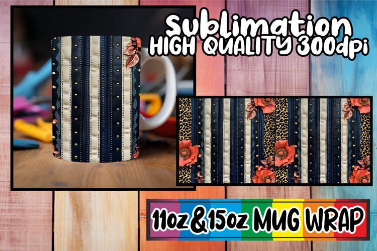 Chic 3D Leopard Floral Mug Wrap Patterns