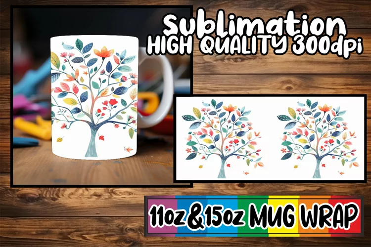 Blossom Burst Mug Wrap - Sublimation 11oz 15oz