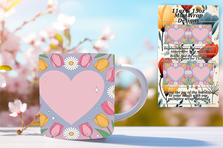 CLASSY PNG Mug Wrap Design 15oz , Flowers