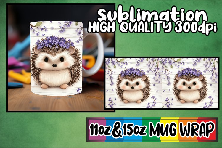 11oz 15oz Mug Wrap | Watercolor Adorable Animals with Flower