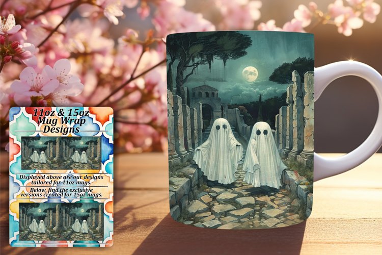 Halloween Mug Wrap Ghost Design 11oz 15oz