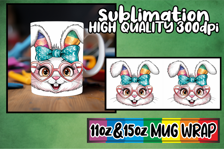 Joyful vibes 11oz 15oz sublimation wrap, Easter Bunny