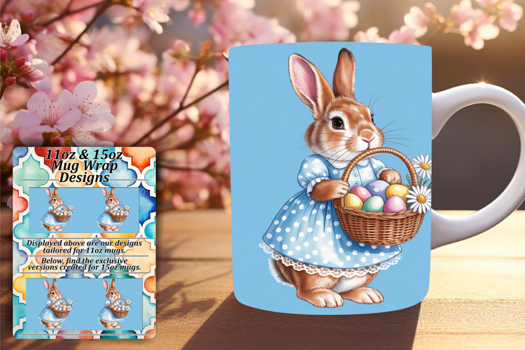 RADIANT 15oz Mug Wrap PNG Design , Easter Bunny