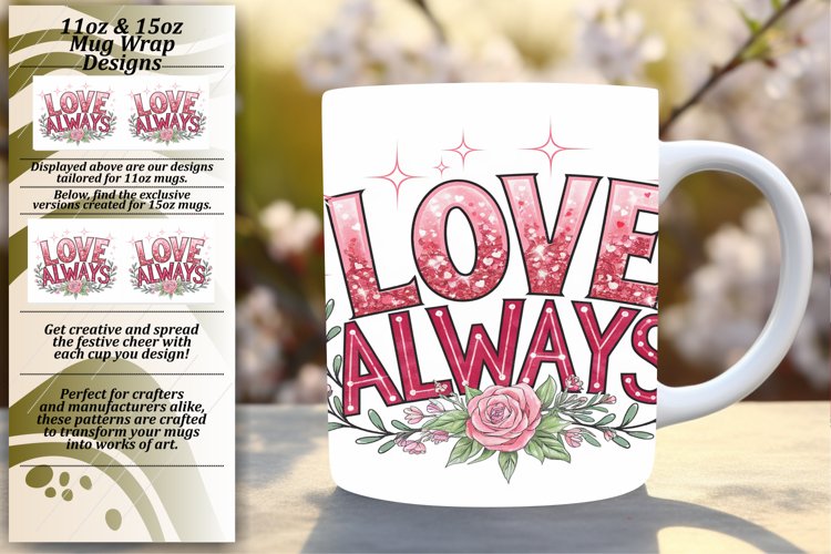 Beautiful 15oz Mug Wrap Png Design , Valentines