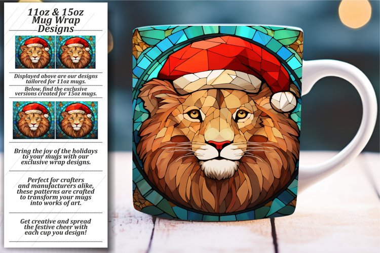 Xmas Stained Glass Elegance Mug: 11oz/15oz example image 1