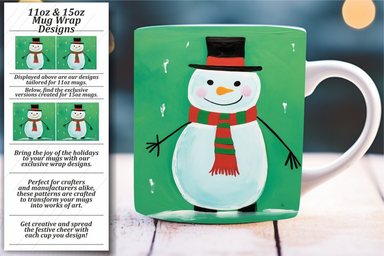 Festive Christmas Theme Mug Wrap: 11oz/15oz