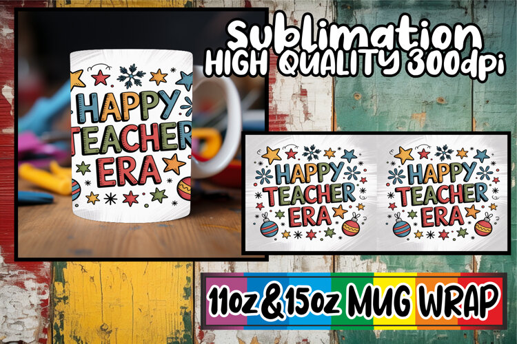 Joyful hearts 11oz 15oz sublimation wrap, Teacher example image 1