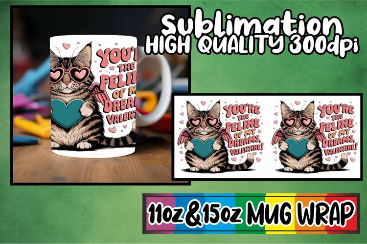 Timeless moments 11oz 15oz sublimation wrap, Valentines Cat