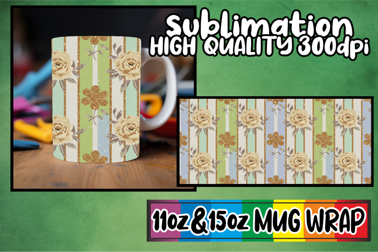 Happy journeys 11oz 15oz sublimation wrap, Gold Flower