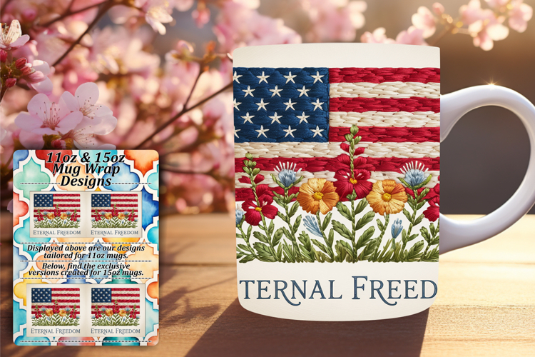 Dazzling 15oz Mug Wrap Png Template , Patriotic