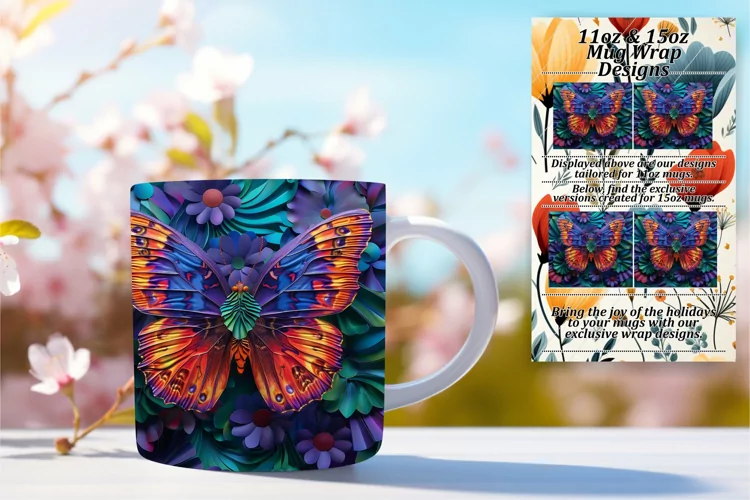 Vibrant Springtime Spectacle: 3D Mug Wrap