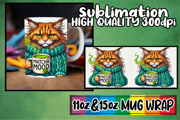 Bright spirits 11oz 15oz sublimation wrap, Grumpy Cat example image 1