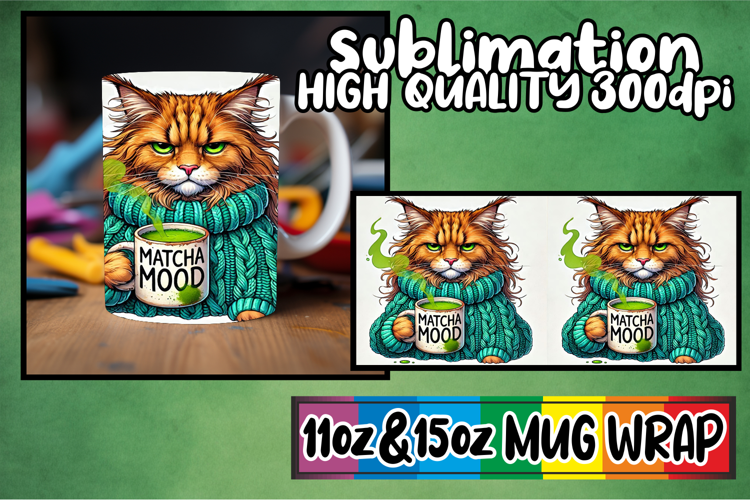 Bright spirits 11oz 15oz sublimation wrap, Grumpy Cat