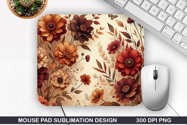 Flowers Mouse Pad Sublimation, Autumn Mouse Pad PNG Design