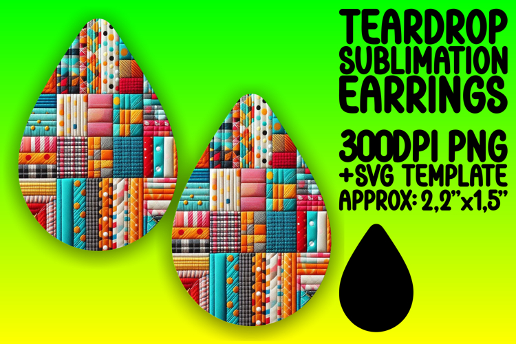 Lovely Teardrop Design for Earrings Projects , Patchwork example image 1