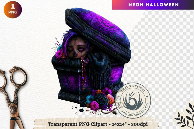 Neon Halloween Character Clipart Spooky Kawaii
